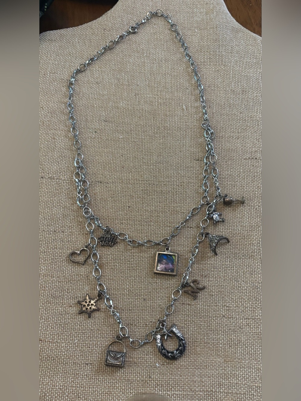 Vintage Multi Strand Charm Necklace 22”